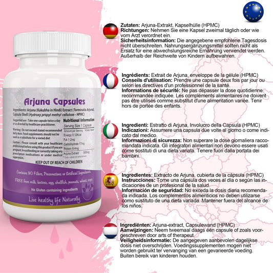 Ayushya Arjuna Capsules (Arjun Tree) Heart Wellness Support - Vegan, Gluten Free, Non-GMO, 60 Capsules