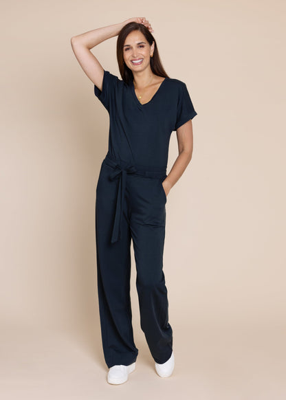 GODDESS wide leg trousers, navy