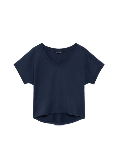 ATHENA v-neck, short sleeve top, navy