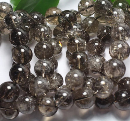Natural Genuine Black Gold Azeztulite Quartz High Frequency Quartz Gemstone Bracelet, Sizes 9.5-10.5mm