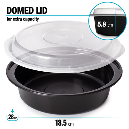 Round Reusable Containers with Airtight Lids - 828ml