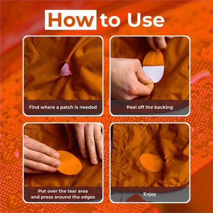 Repair Patches (30+ Colours) for Puffer Jackets, Tents, Upholstery - Stick On, Waterproof, Tear-Cold-Heat-Resistant
