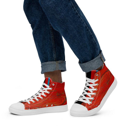 Half Black Half Hónghǎi - Mens High-Top Canvas Shoes