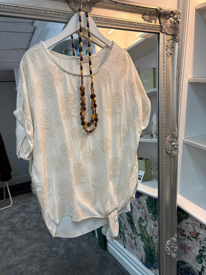 Ivory Embroidered Top with Necklace – One Size Fits UK 8–14 | Luxtyle