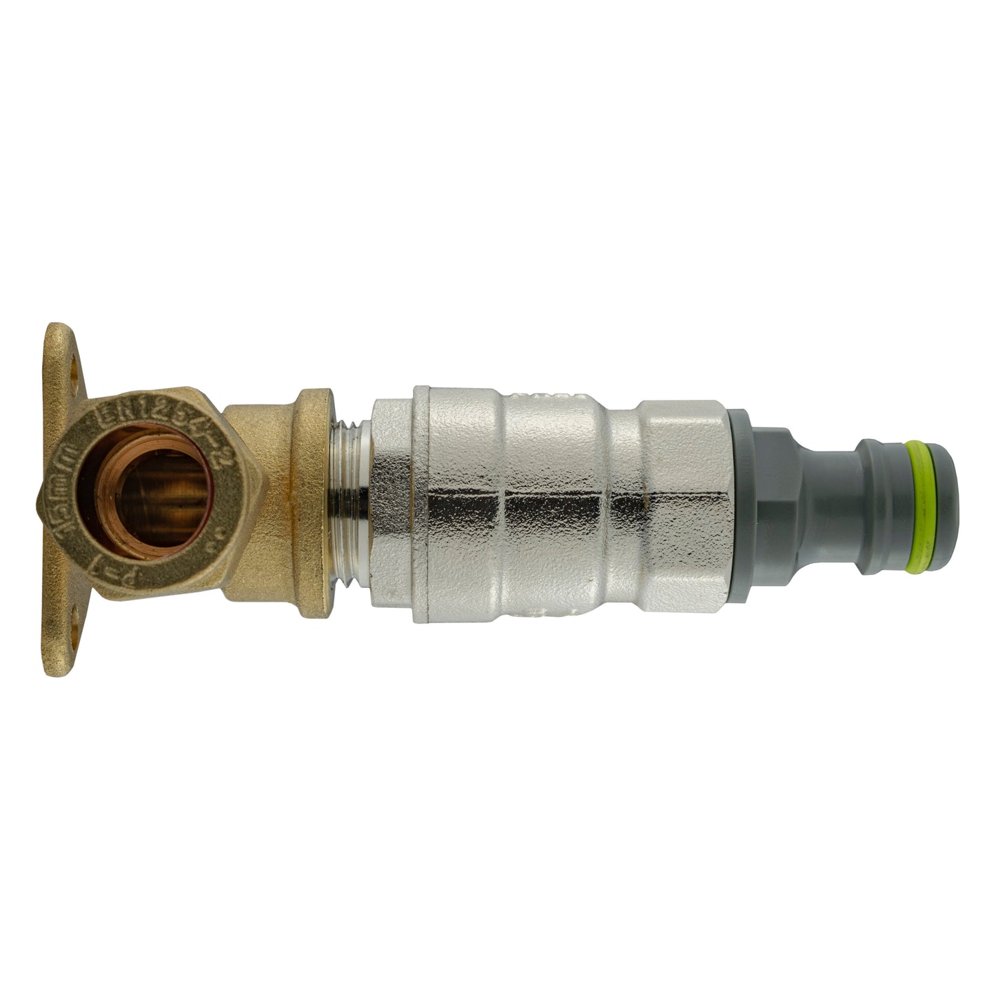15mm Brass Wall Flange Kit with Bib Valve + Click Lock
