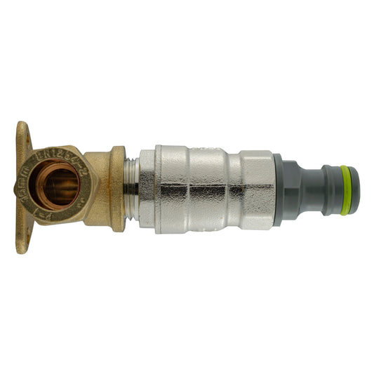 15mm Brass Wall Flange Kit with Bib Valve + Click Lock