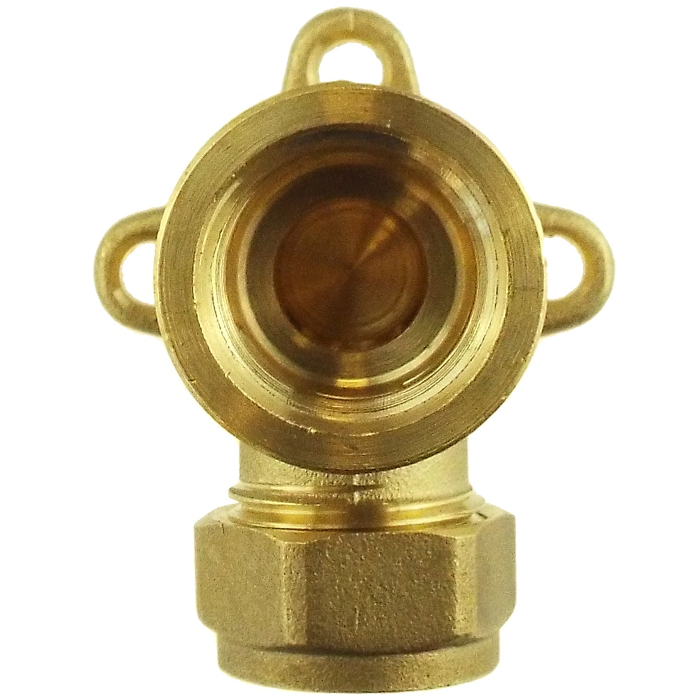 15mm Brass Wall Flange Kit with Grey Dial Tap + Two-Way Splitter Water Connector