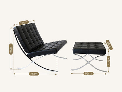 Barcelona Chair And Ottoman, Brown Leather