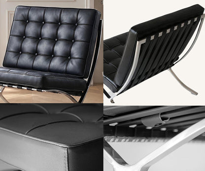 Barcelona Chair And Ottoman, Brown Leather