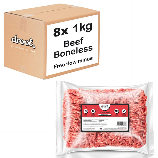 Drool Mince Freeflow Beef Boneless 1kg - 8 pack box