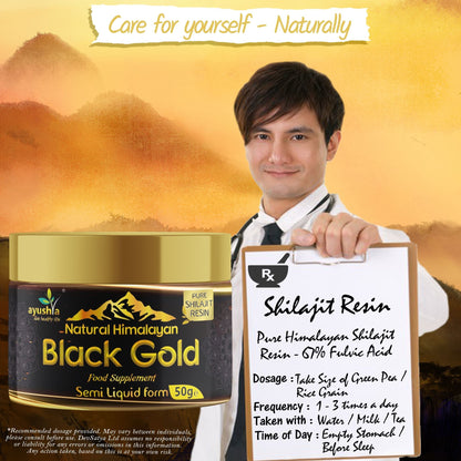 Black Gold Pure Himalayan Shilajit Resin - Natural Fulvic Acid & 85+ Trace Minerals - High Potency Energy, Focus & Immune Support - Lab Tested Ayurvedic Supplement - 50 grm