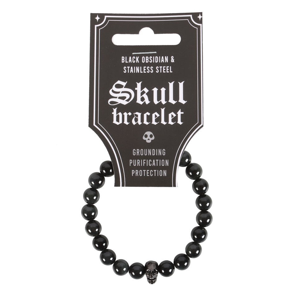 Gothic Gifts Black Obsidian Skull Bracelet