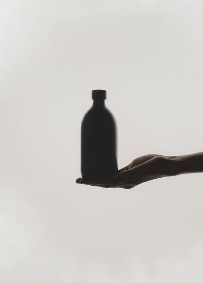Black Glass Storage Bottle and Cap