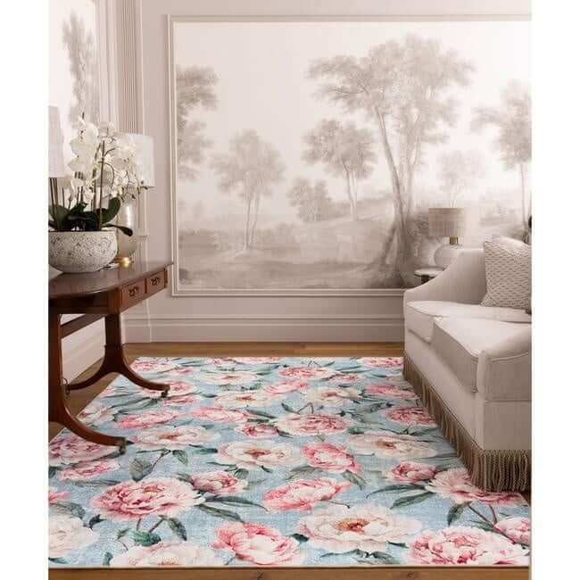 Eco-Washable Rug Flower Design
