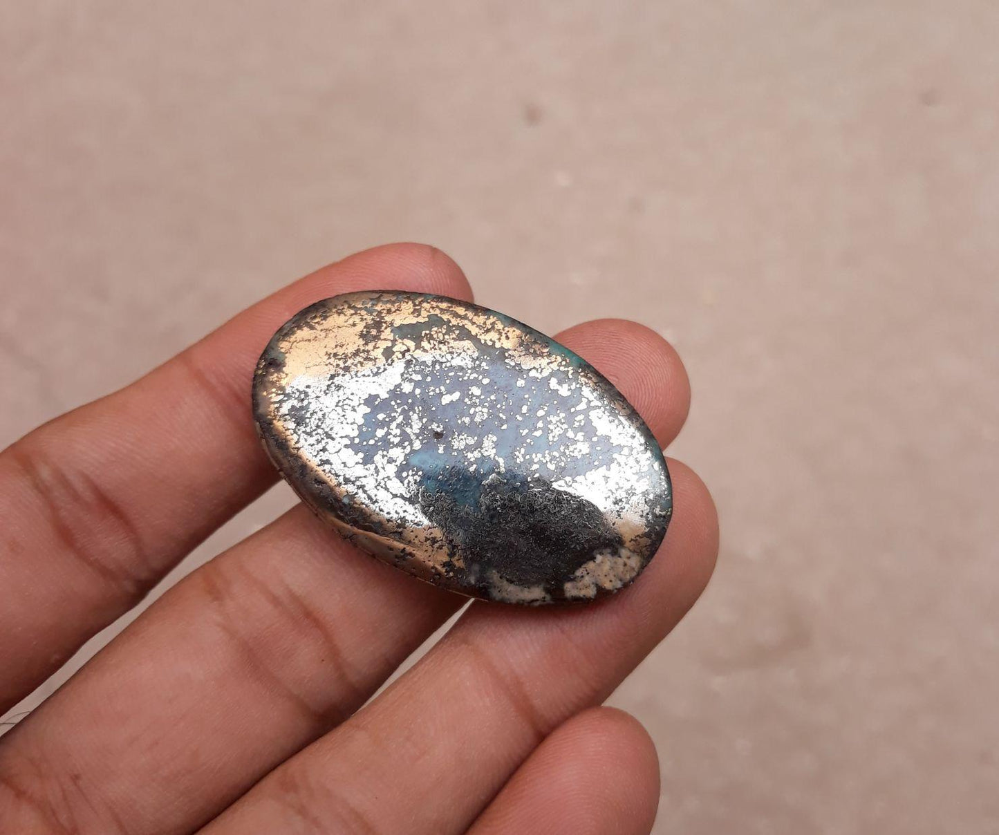 Natural Turquoise with Pyrite - Blue Matrix Turquoise - Shajri Feroza-110 Ct-42x27mm