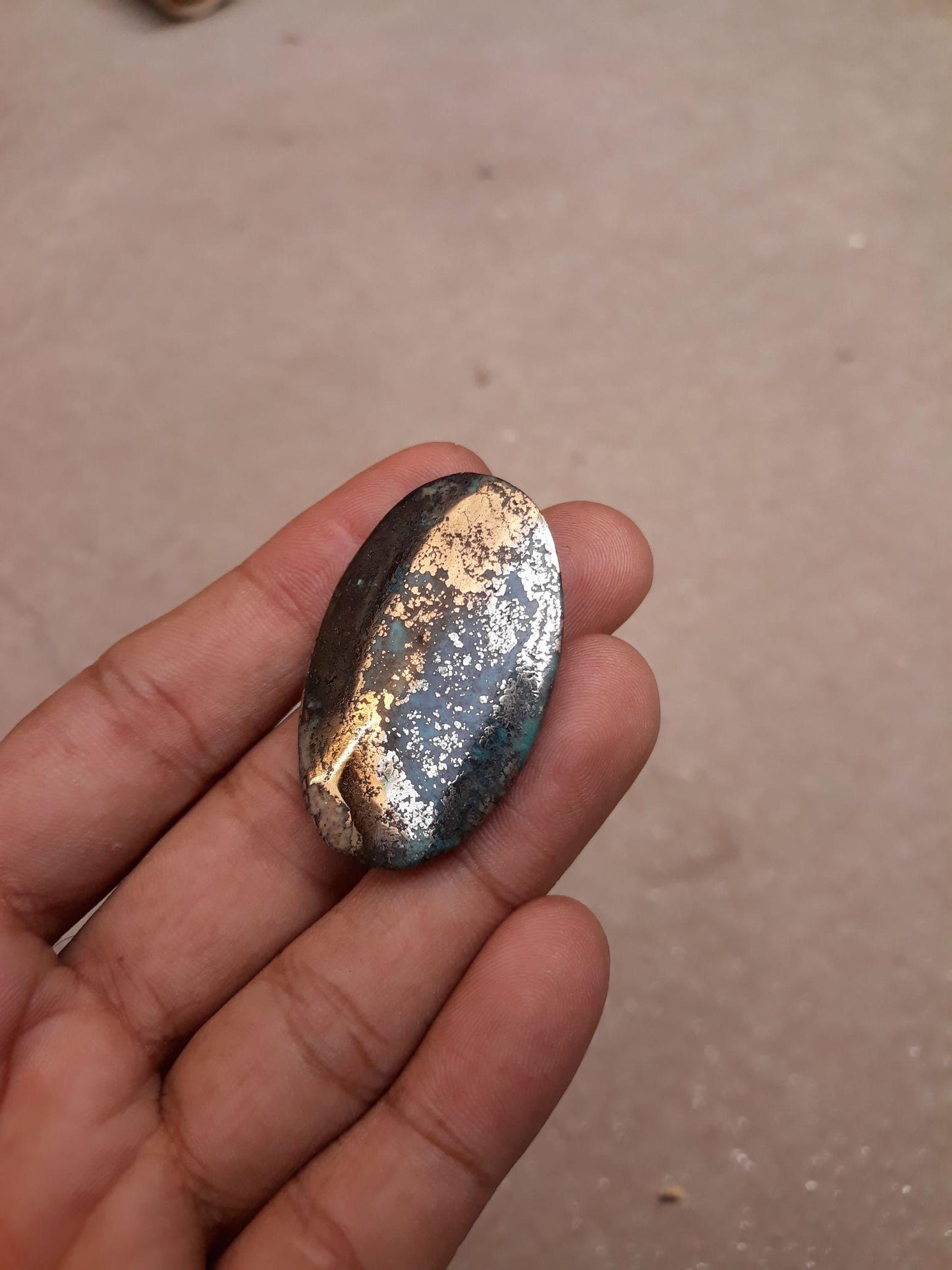 Natural Turquoise with Pyrite - Blue Matrix Turquoise - Shajri Feroza-110 Ct-42x27mm