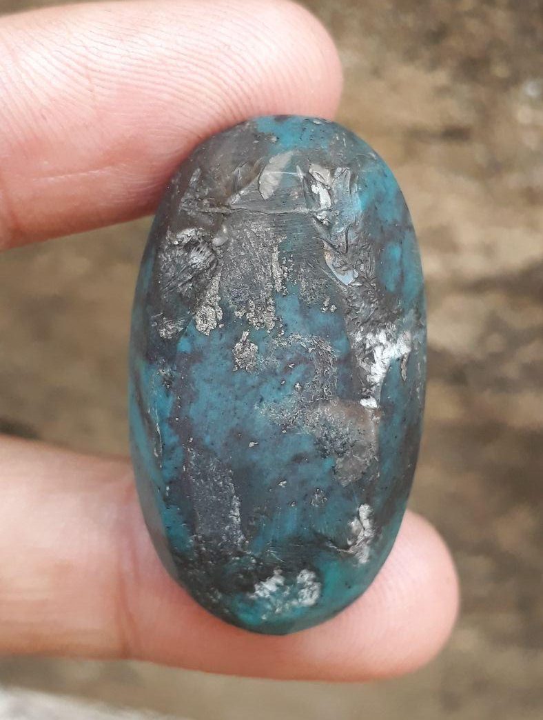 Natural Turquoise with Pyrite - Blue Matrix Turquoise - Shajri Feroza-82-Ct-39x22mm