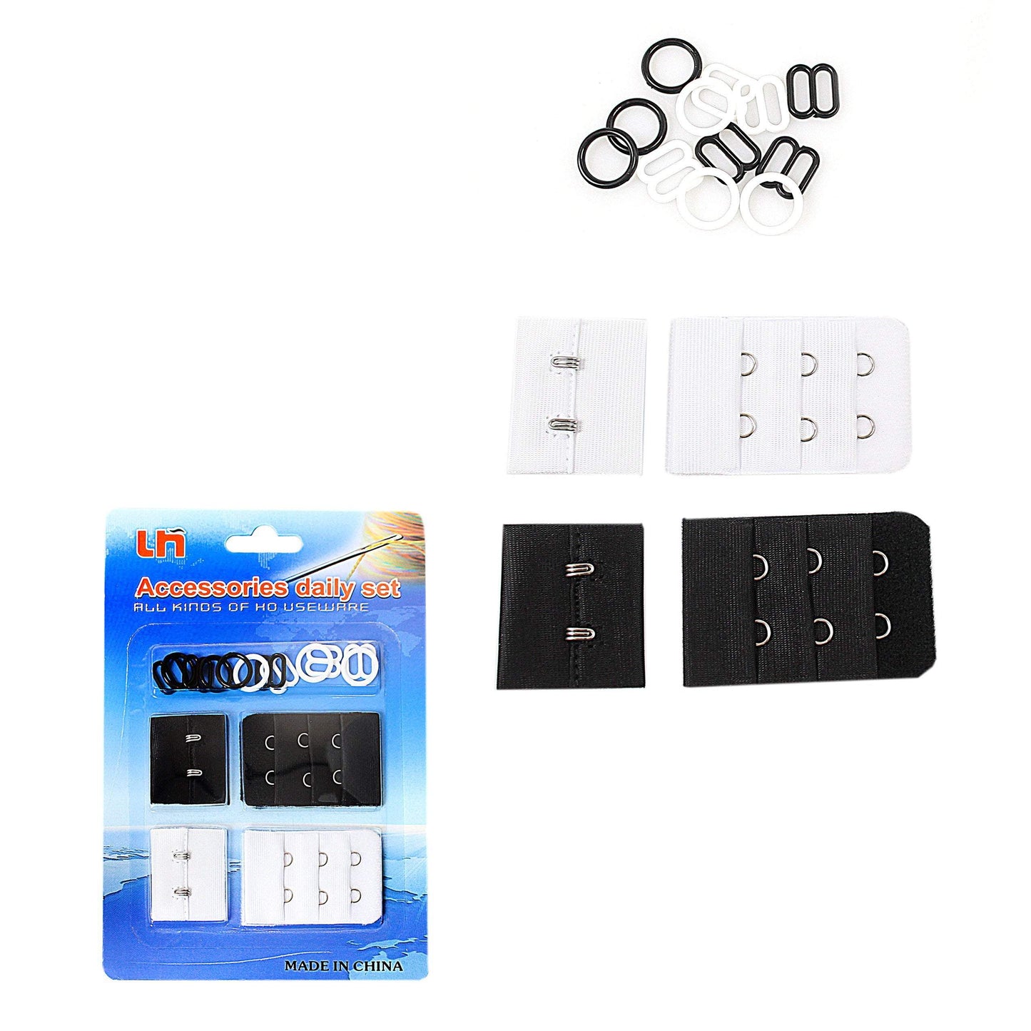 Black White Bra Buckle Set Assorted Elastic Buckles