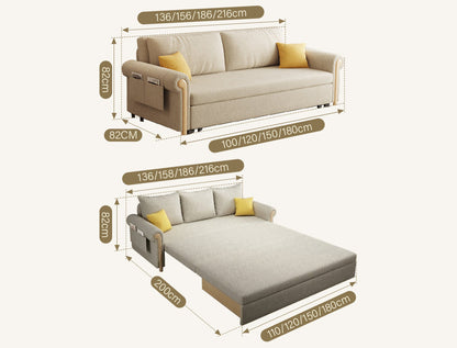Braylene Two Seater Sofa Bed, Linen
