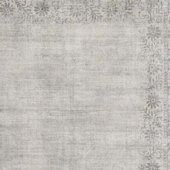 Eco-Washable Grey Rug Bordered Design