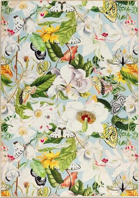 Eco-Washable Multicolour Rug Floral Design