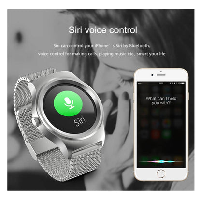 SMA-Round 1.28 inch Color Touch Screen Bluetooth Smart Watch, Waterproof, Support Voice Control / Heart Rate Monitor / Sleep Monitor / Bluetooth Camera, Compatible with Android and iOS System, SMA-Round/Orange Leather Strap, SMA-Round/Silver Leather St...