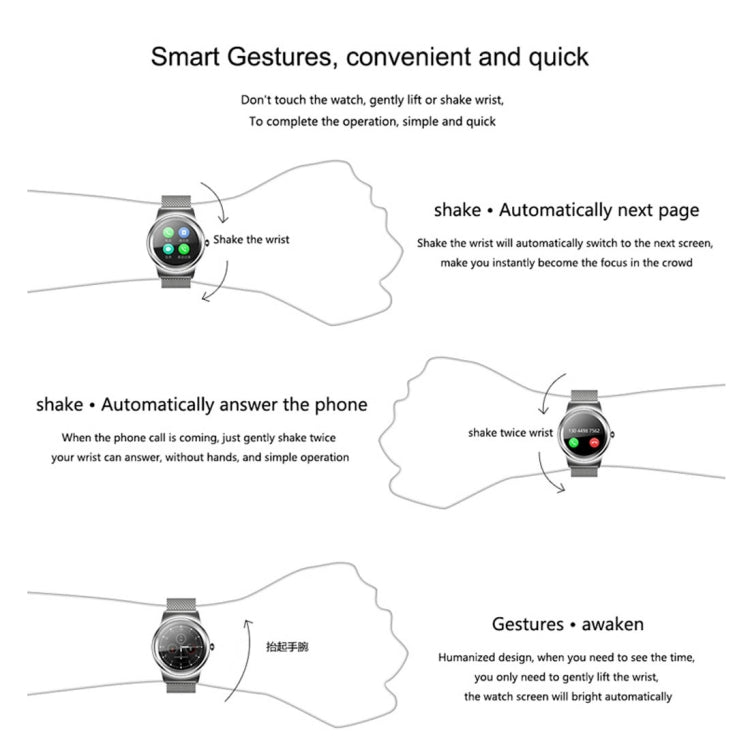 SMA-Round 1.28 inch Color Touch Screen Bluetooth Smart Watch, Waterproof, Support Voice Control / Heart Rate Monitor / Sleep Monitor / Bluetooth Camera, Compatible with Android and iOS System, SMA-Round/Orange Leather Strap, SMA-Round/Silver Leather St...