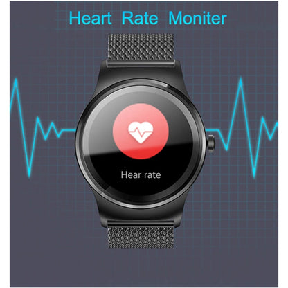 SMA-Round 1.28 inch Color Touch Screen Bluetooth Smart Watch, Waterproof, Support Voice Control / Heart Rate Monitor / Sleep Monitor / Bluetooth Camera, Compatible with Android and iOS System, SMA-Round/Orange Leather Strap, SMA-Round/Silver Leather St...