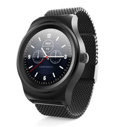SMA-Round 1.28 inch Color Touch Screen Bluetooth Smart Watch, Waterproof, Support Voice Control / Heart Rate Monitor / Sleep Monitor / Bluetooth Camera, Compatible with Android and iOS System, SMA-Round/Orange Leather Strap, SMA-Round/Silver Leather St...