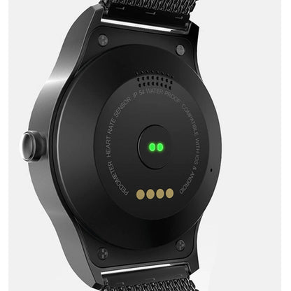 SMA-Round 1.28 inch Color Touch Screen Bluetooth Smart Watch, Waterproof, Support Voice Control / Heart Rate Monitor / Sleep Monitor / Bluetooth Camera, Compatible with Android and iOS System, SMA-Round/Orange Leather Strap, SMA-Round/Silver Leather St...