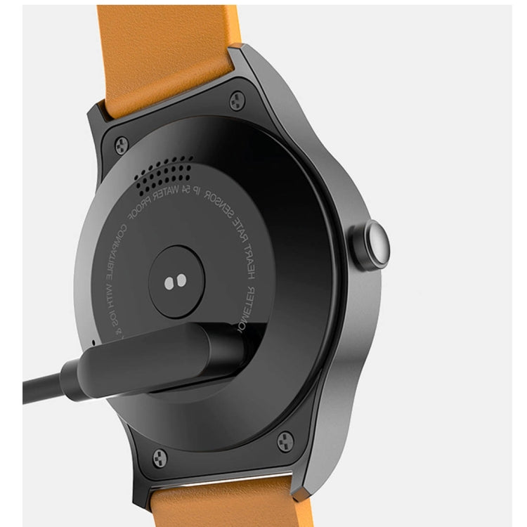 SMA-Round 1.28 inch Color Touch Screen Bluetooth Smart Watch, Waterproof, Support Voice Control / Heart Rate Monitor / Sleep Monitor / Bluetooth Camera, Compatible with Android and iOS System, SMA-Round/Orange Leather Strap, SMA-Round/Silver Leather St...