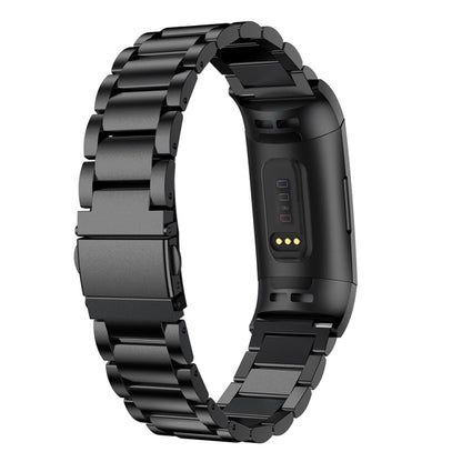 Three Beads Slingshot Buckle Solid Stainless Steel Watch Band for Fitbit Charge 3