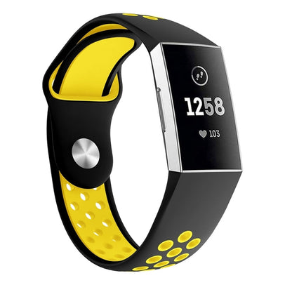Two-color Round Hole Silicone Watch Band for Fitbit Charge 3, Watch Band Size:130-195mm