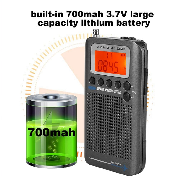 HRD-737 Portable Aircraft Band Radio Wide Frequency Receiver
