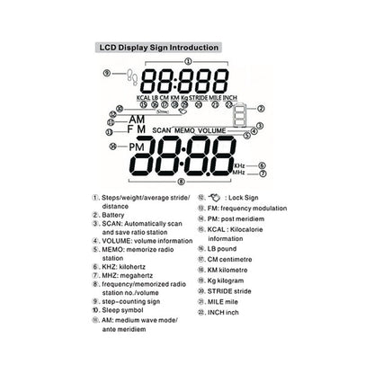 HRD-602 Digital Display FM AM Mini Sports Radio with Step Counting Function