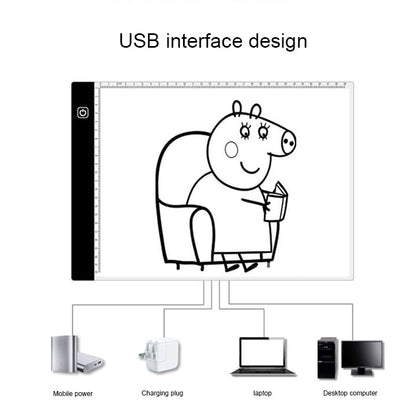 3.5W 5V LED USB Three Level of Brightness Dimmable A4 Acrylic Scale Copy Boards Anime Sketch Drawing Sketchpad, Copy Boards