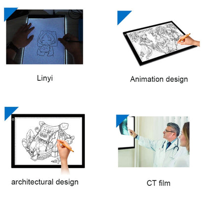 A3 8W 5V LED USB Stepless Dimming Acrylic Scale Copy Boards Anime Sketch Drawing Sketchpad with USB Cable & Power Adapter, Stepless Dimming with USB Cable & Power Adapter