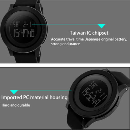 SKMEI 1142 Multifunctional Men Outdoor Sports Noctilucent Waterproof Silica Gel Digital Watch