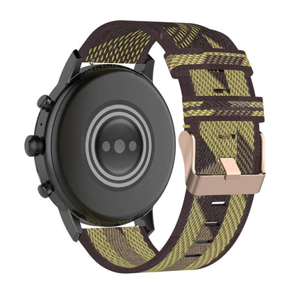 22mm Stripe Weave Nylon Wrist Strap Watch Band for Fossil Gen 5 Carlyle, Gen 5 Julianna, Gen 5 Garrett, Gen 5 Carlyle HR