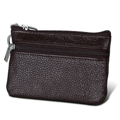 Cowhide Leather Zipper Solid Color Horizontal Card Holder Wallet RFID Blocking Coin Purse Card Bag Protect Case, Size: 11.4*7.4cm