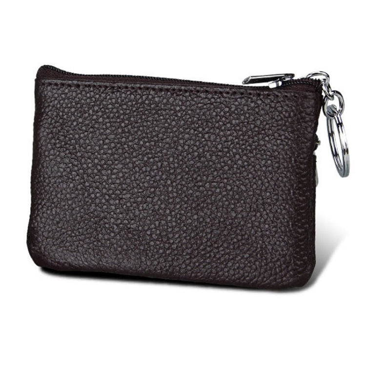 Cowhide Leather Zipper Solid Color Horizontal Card Holder Wallet RFID Blocking Coin Purse Card Bag Protect Case, Size: 11.4*7.4cm