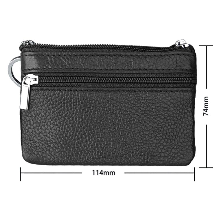 Cowhide Leather Zipper Solid Color Horizontal Card Holder Wallet RFID Blocking Coin Purse Card Bag Protect Case, Size: 11.4*7.4cm