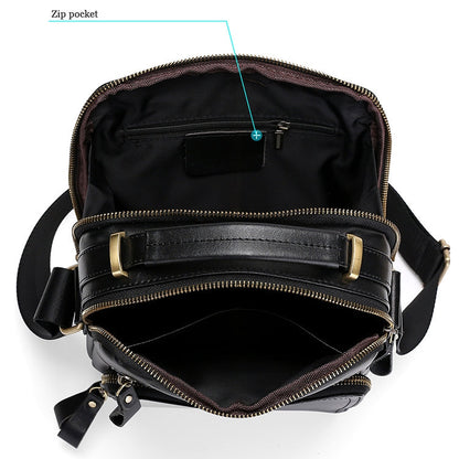 6028 Multifunctional Fashion Top-grain Leather Messenger Bag Casual Men Shoulder Bag
