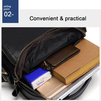 6028 Multifunctional Fashion Top-grain Leather Messenger Bag Casual Men Shoulder Bag
