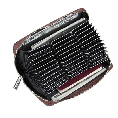 Antimagnetic RFID Large Capacity Long Style Genuine Leather Passport Package / Multifunctional and Many Card Slots Card Package
