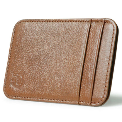 XIAO YUAN XIANG Cowhide Leather 5 Card Pocket Sleeve Wallet Coin Purse Credit Card Holder, Size: 10.6cm x 7.2cm, Random Color Delivery, 5 Card Pocket Sleeve