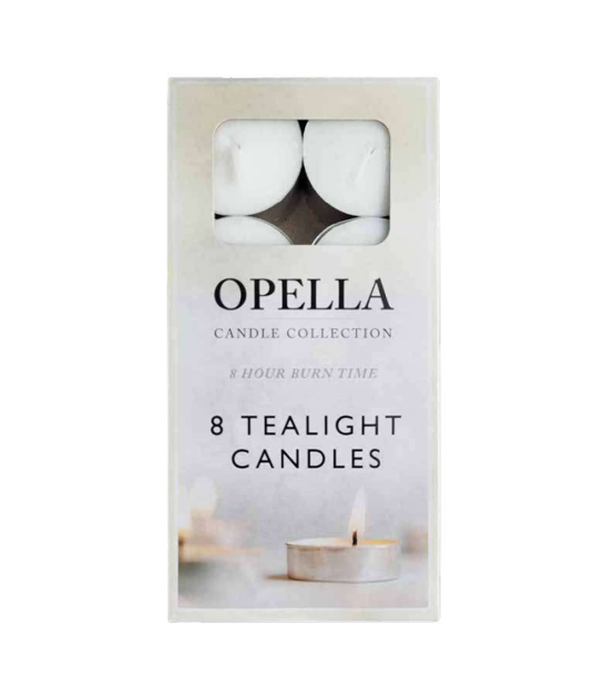 Opella White Tealight Candles Set of 8 for Elegant Illumination