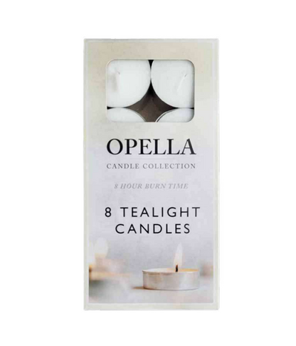 Opella White Tealight Candles Set of 8 for Elegant Illumination
