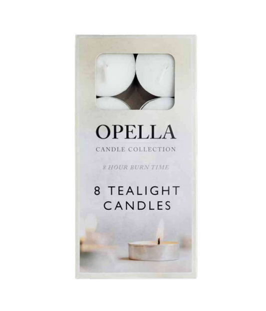 Opella White Tealight Candles Set of 8 for Elegant Illumination