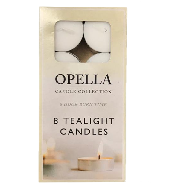 Opella White Tealight Candles Set of 8 for Elegant Illumination